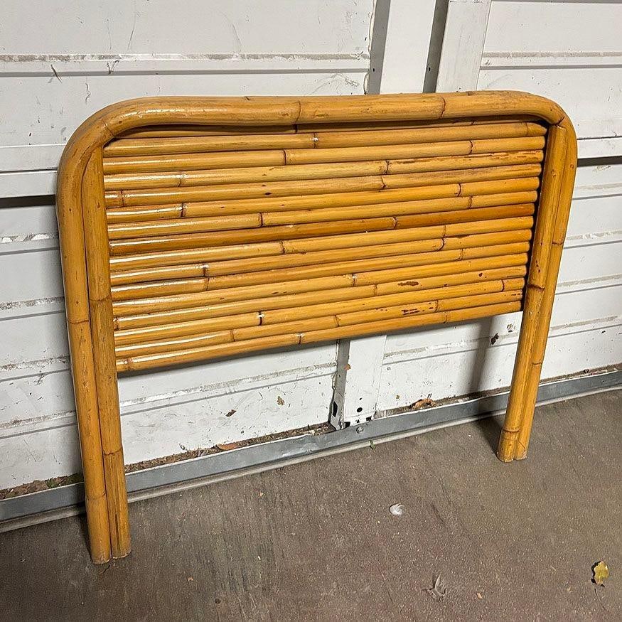 Restored Art Deco Stacked Rattan Twin Size Headboard - 5