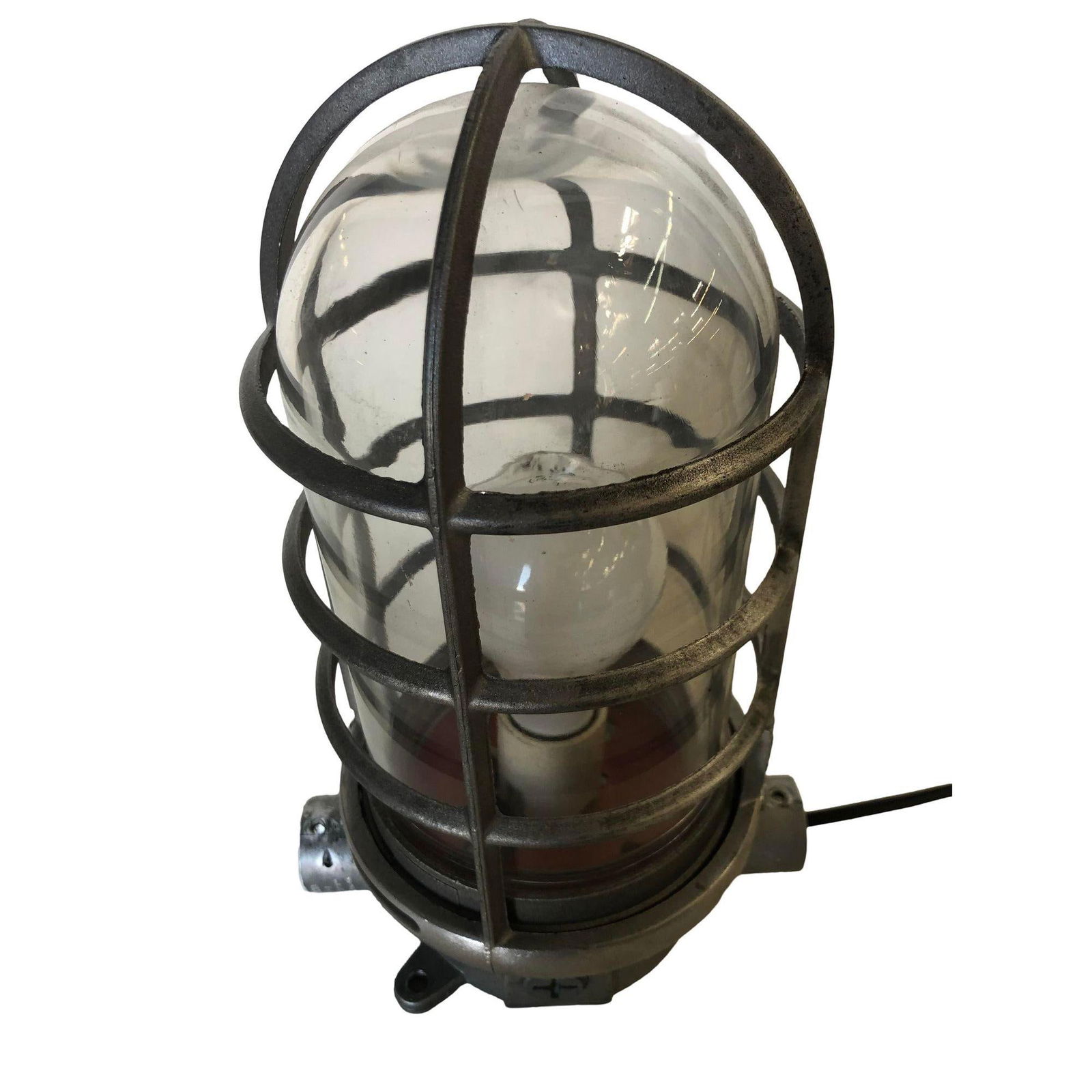Industrial Iron Caged Marine Vapor Glass Light Fixture - 9