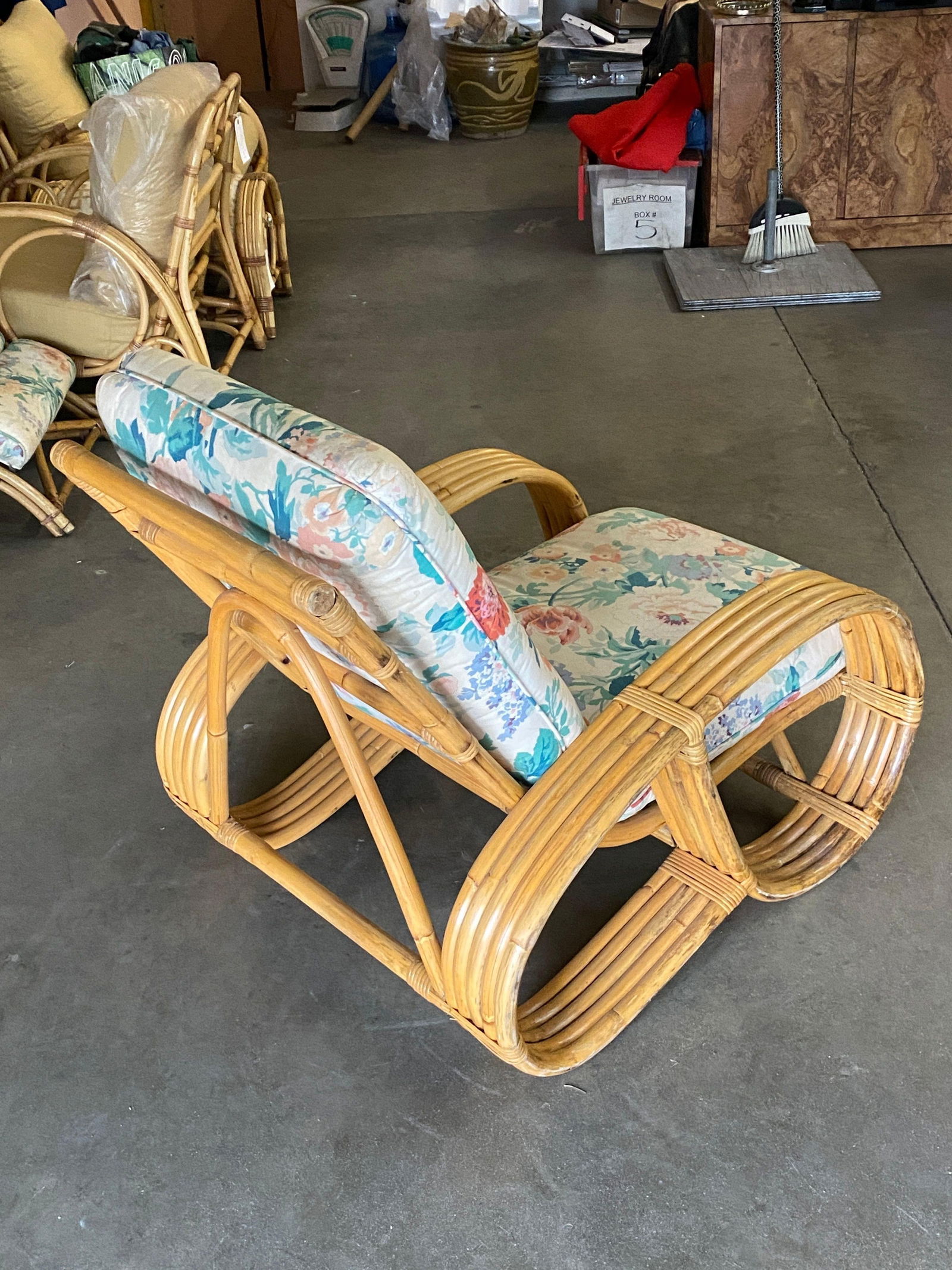 Restored Mid Century 5-Strand Reverse Pretzel Rattan Lounge Chair - 6
