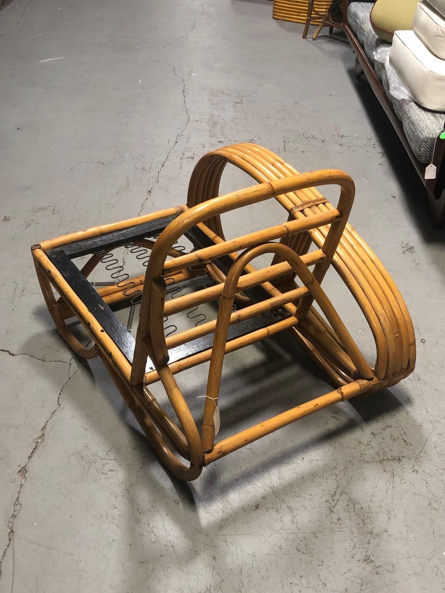 Restored Rattan Five-Strand Reverse 3/4 Pretzel Single Arm Lounge Chair - 17