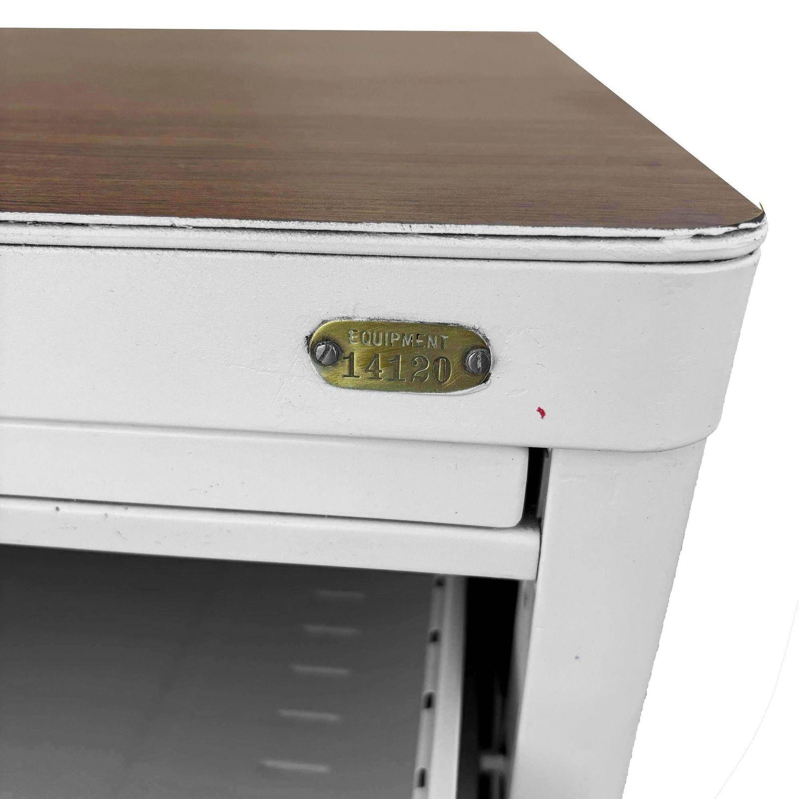 Mid Century White Steel Tanker Des w/ Formica Top by Globe-Wernicke - 6