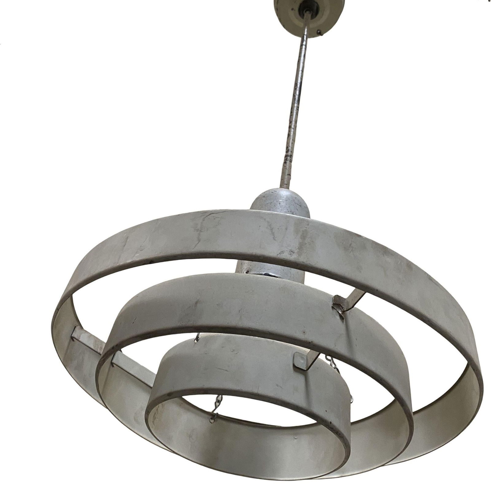 Mid-Century "Saturn" Ceiling Steel 15" Pendant by Kurt Versen, 6 Available - 9