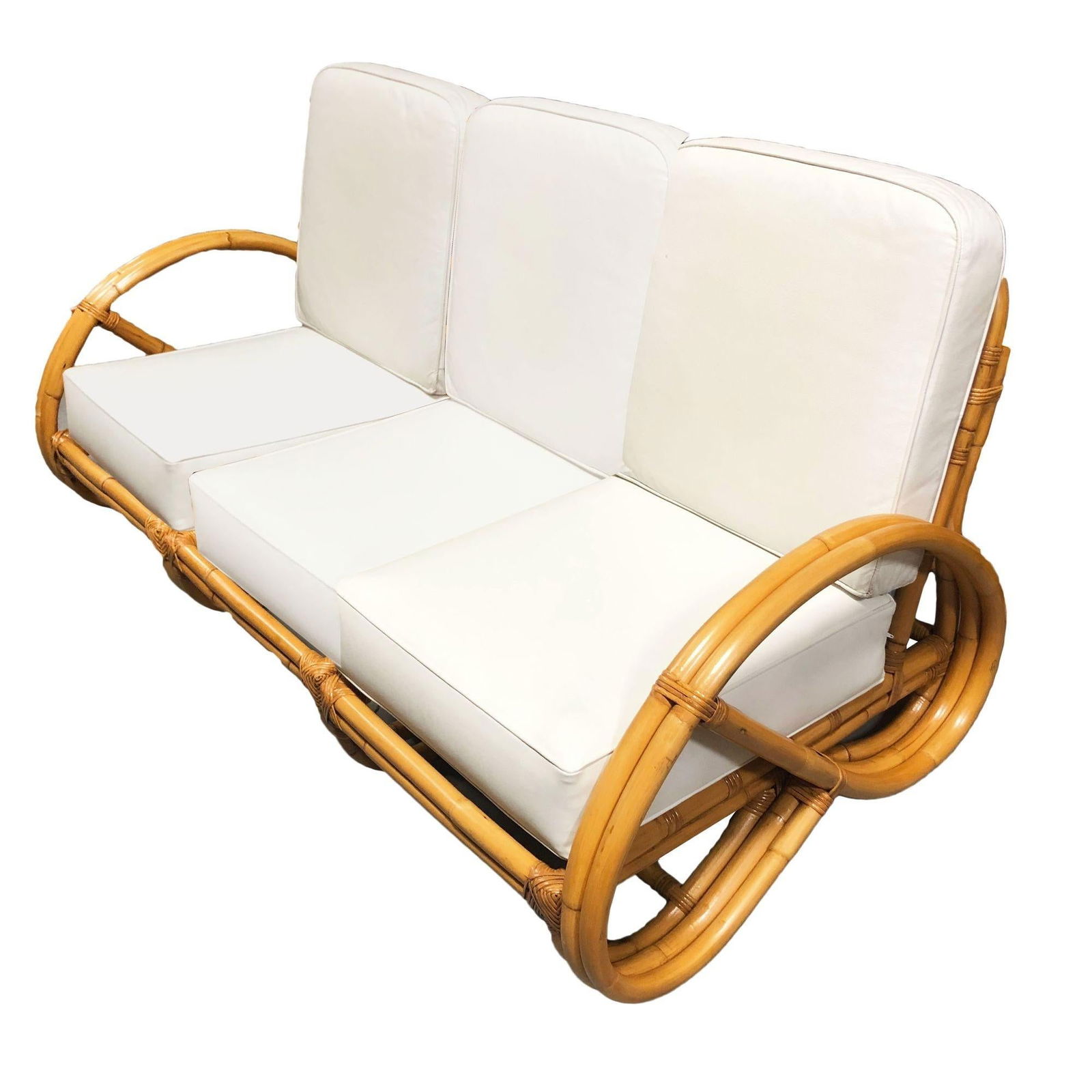 Restored 2-Strand 3/4 Pretzel Rattan Sectional Sofa w/ Lounge Chair - 9