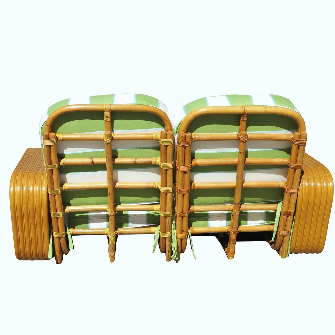 Restored Art Deco Square Pretzel Rattan Sectional Settee - 6