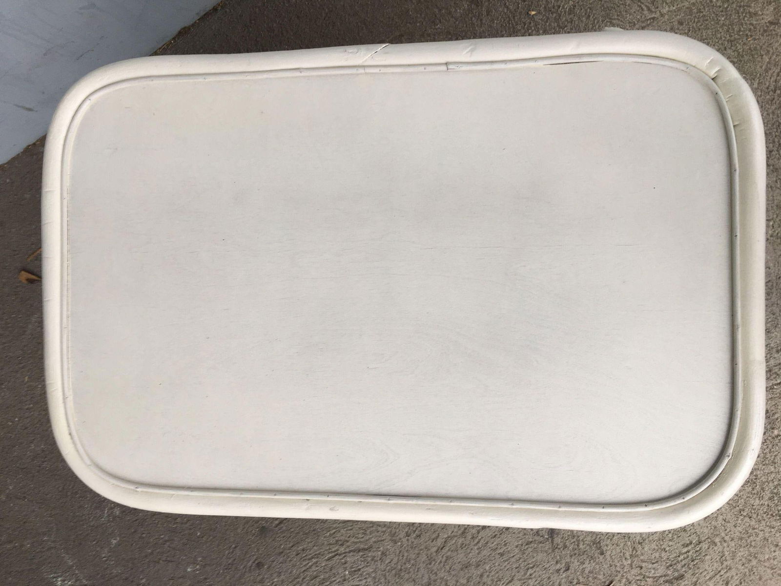 Restored White Cage Rattan Side Table Swivel Bookshelf - 19