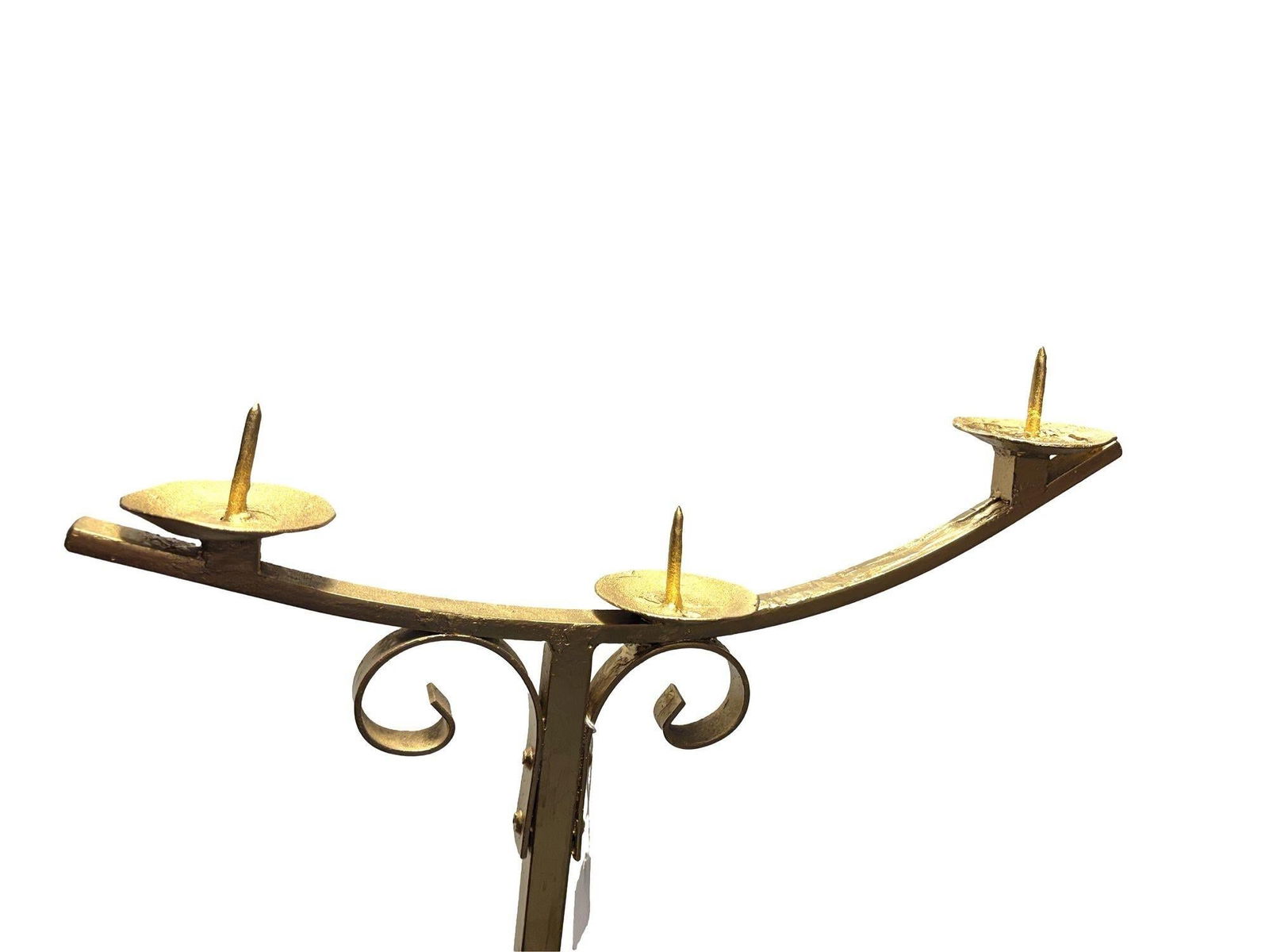 Hollywood Regency Brass-tone Floor Standing Candelabra w/ Claw-foot Base, Pair - 11