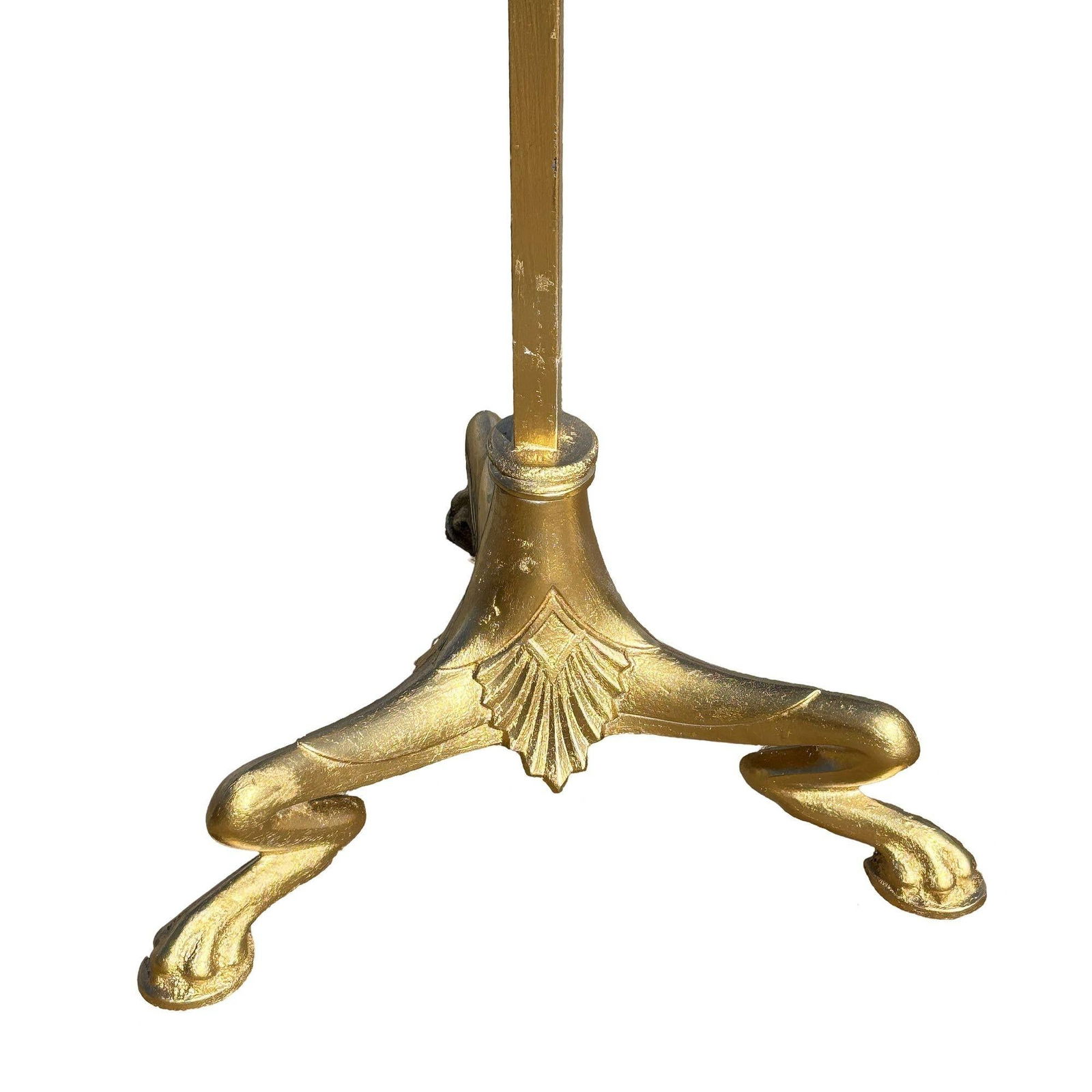 Hollywood Regency Brass-tone Floor Standing Candelabra w/ Claw-foot Base, Pair - 15