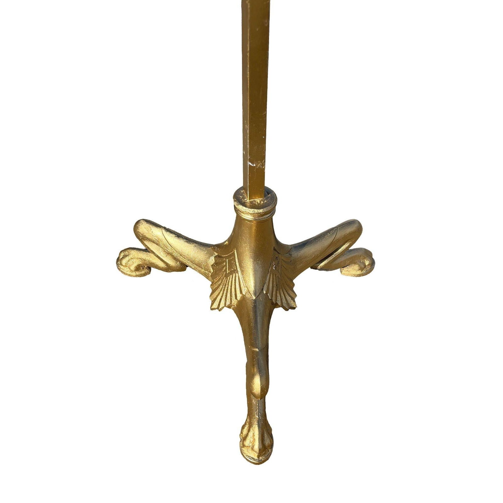 Hollywood Regency Brass-tone Floor Standing Candelabra w/ Claw-foot Base, Pair - 16