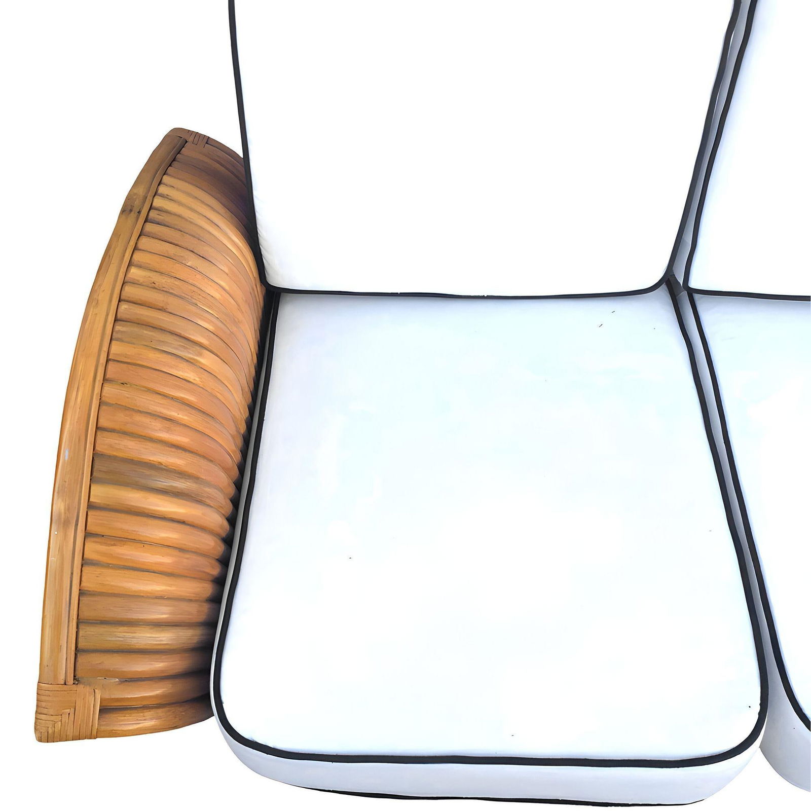 Restored Art Deco Rattan "Fan Arm" Three-Seat Section Sofa w/ Stacked Base - 6