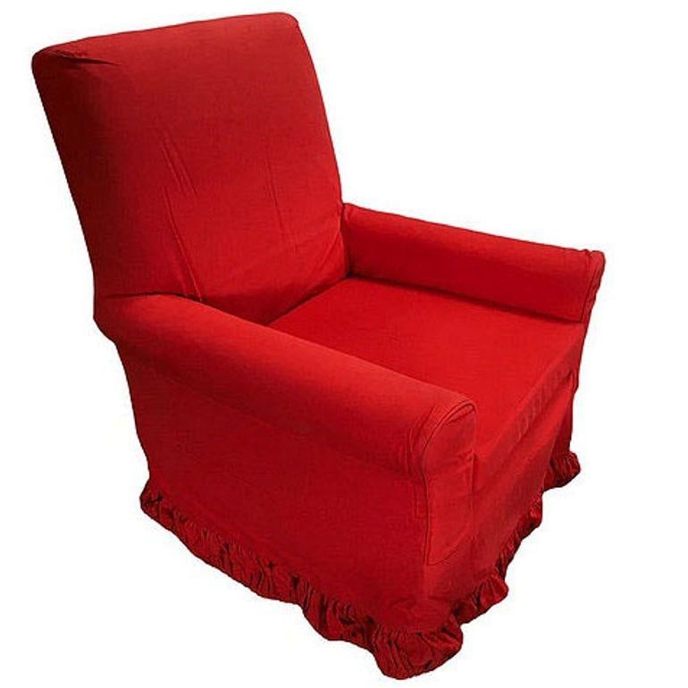 White Muslim Cloth Club Chair W/ Red Cover from Red Corner Movie 1997 - 13
