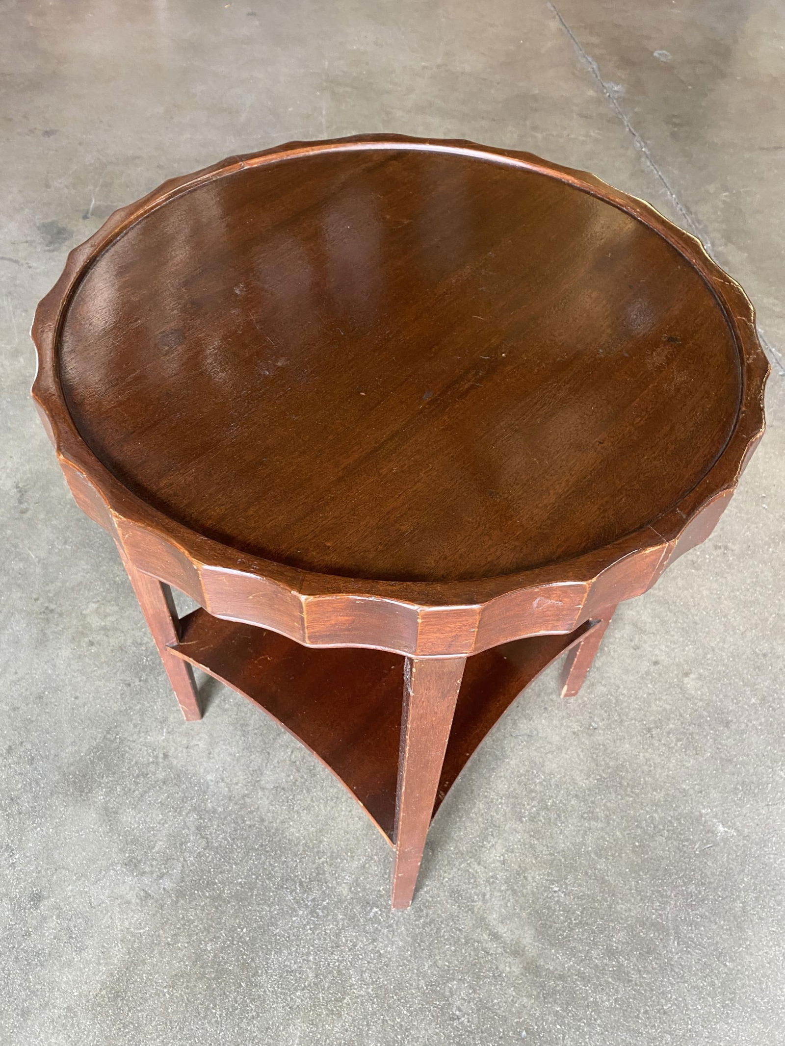 Round Art Deco Smoking Side Two-Tier Table with Bottle Cap Top - 2
