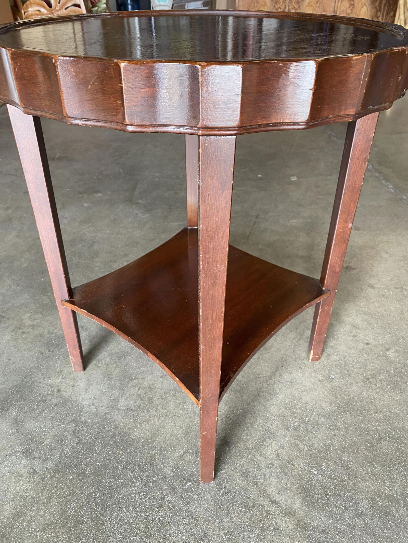 Round Art Deco Smoking Side Two-Tier Table with Bottle Cap Top - 3