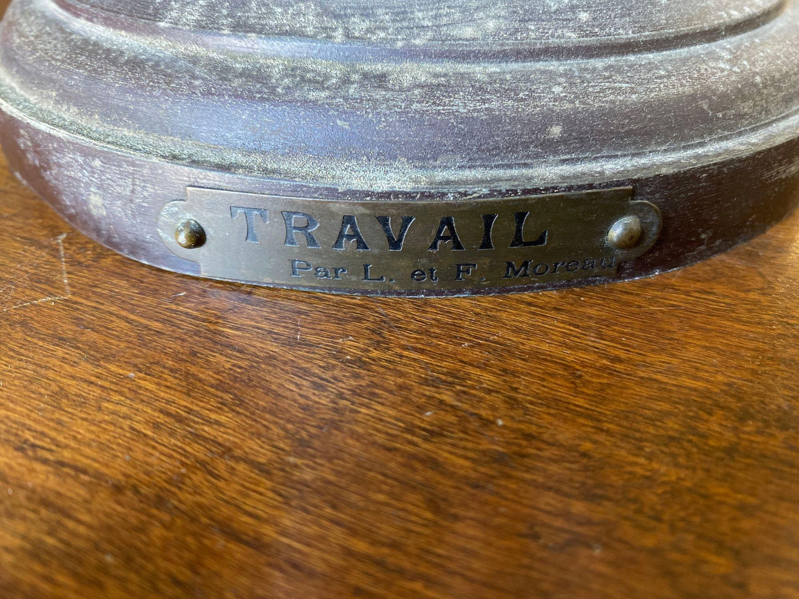 French "Le Travail" Hammership Spelter Sculpture by Francois Moreau, Circa 1900 - 19