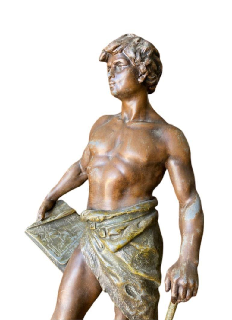 French "Le Travail" Hammership Spelter Sculpture by Francois Moreau, Circa 1900 - 8