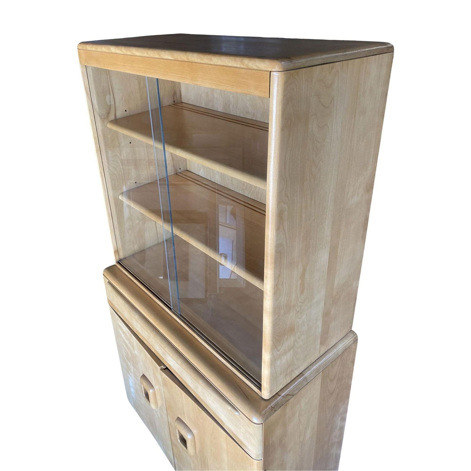 Blond "Encore" Step Back Cupboard China Cabinet Etagere by Heywood Wakefield - 3