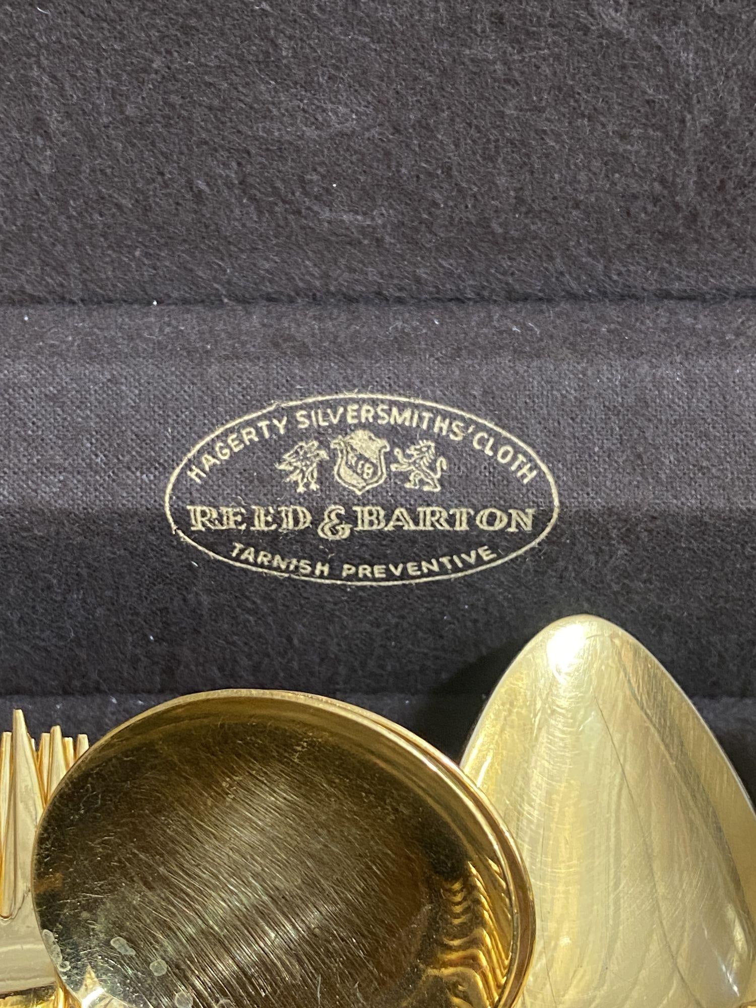 Modernist Pattern Gold Plated Stainless Flatware Set of 92 by 1847 Rogers Bros - 2