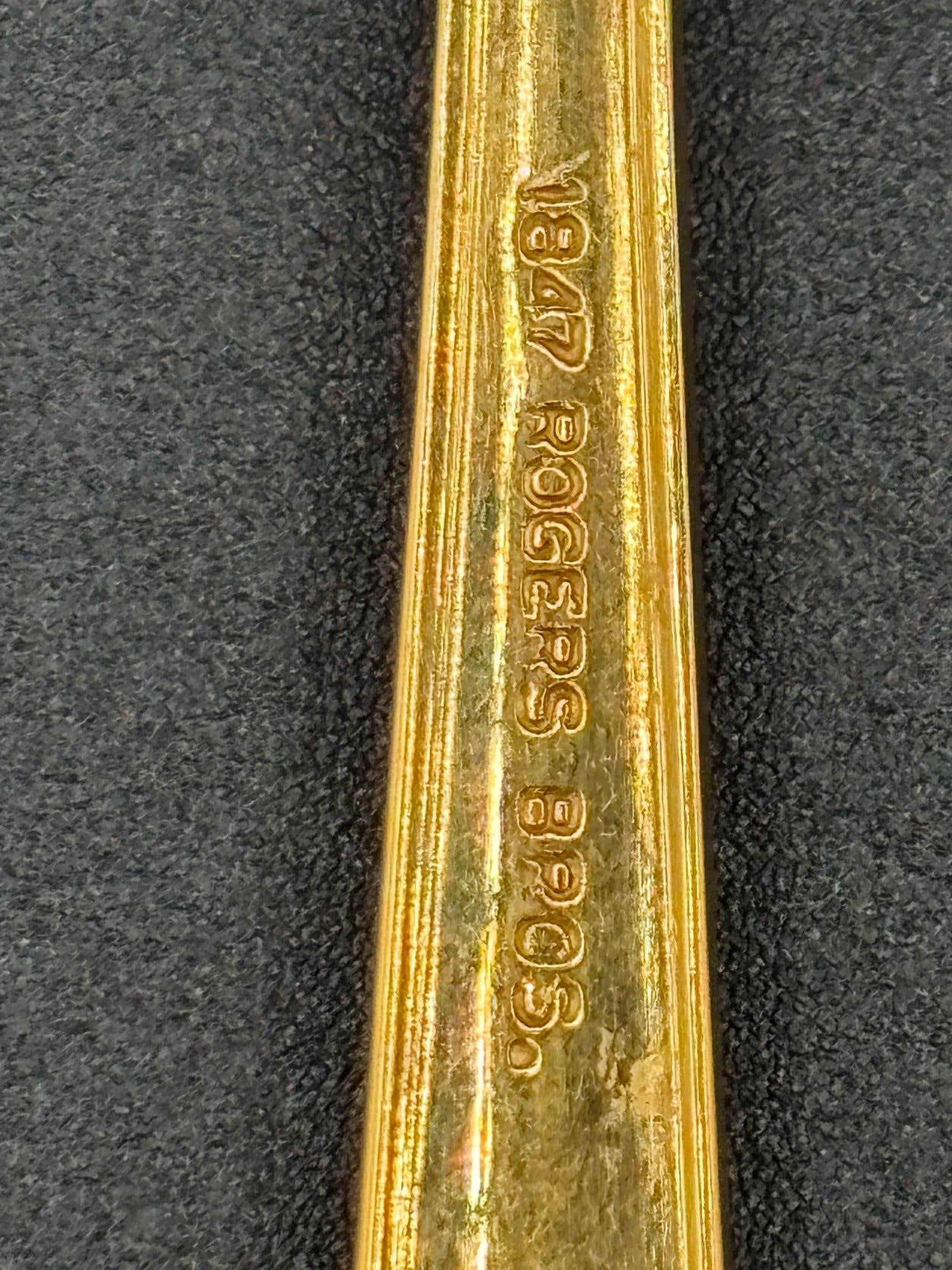 Modernist Pattern Gold Plated Stainless Flatware Set of 92 by 1847 Rogers Bros - 5