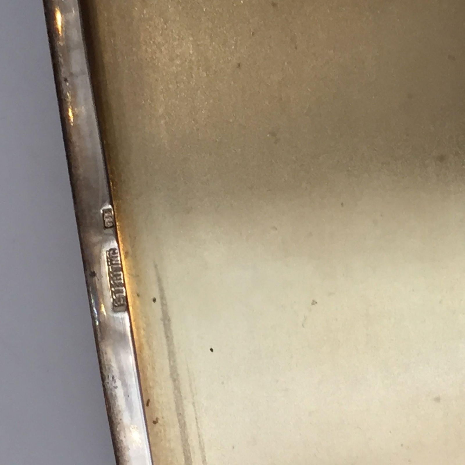 German Sterling Silver Cigarette Case with a Sapphire Stone - 2