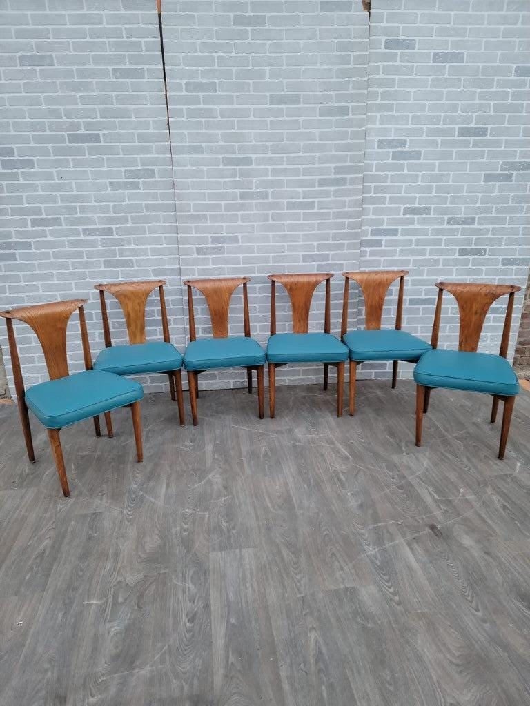 Mid Century Modern Lawrence Peabody Dining Chair Newly Reupholstered In Leather - Set of 6 - 8