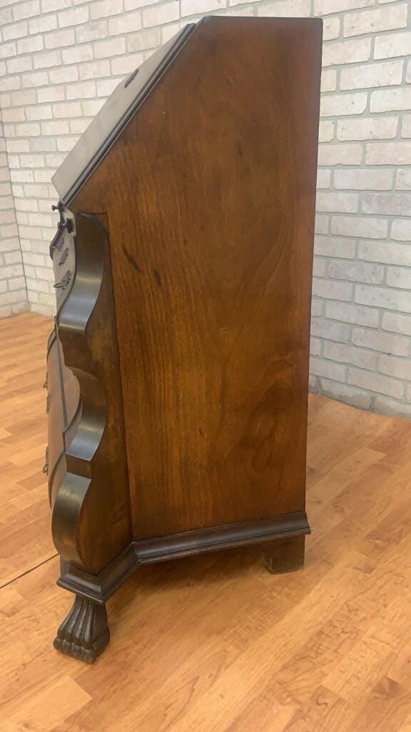 Antique Spanish Walnut Burl and Rosewood Drop Front Secretary Desk - 3