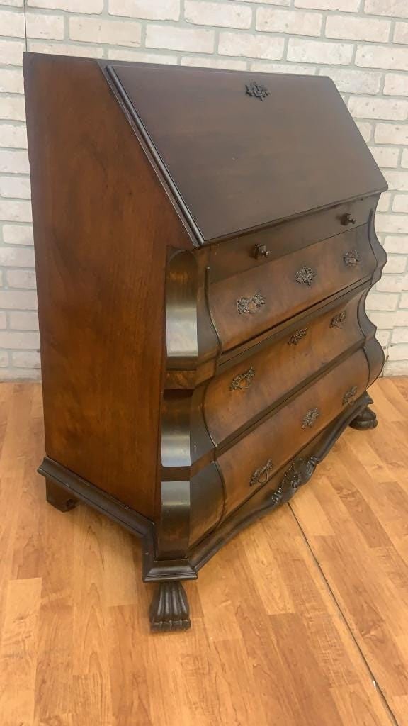Antique Spanish Walnut Burl and Rosewood Drop Front Secretary Desk - 4