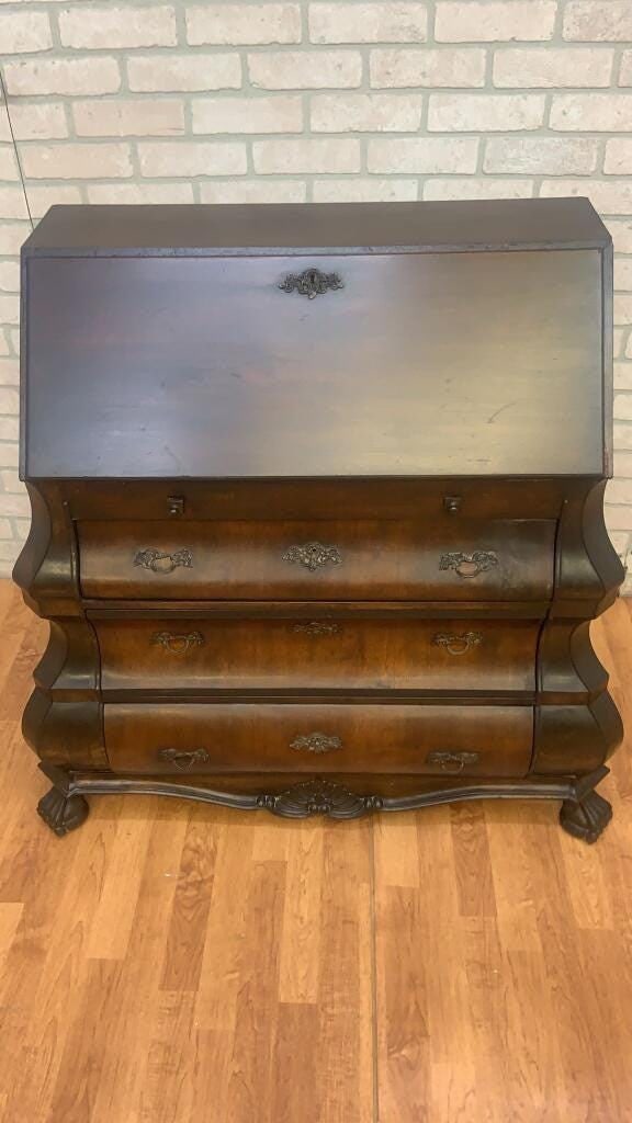 Antique Spanish Walnut Burl and Rosewood Drop Front Secretary Desk - 8