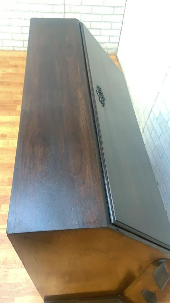 Antique Spanish Walnut Burl and Rosewood Drop Front Secretary Desk - 9