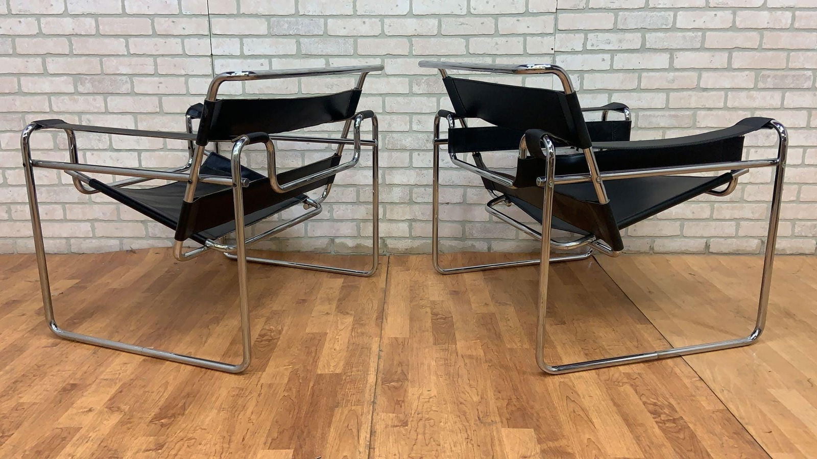 Mid Century Modern Wassily Armchair Attributed to Marcel Breuer - Pair - 10