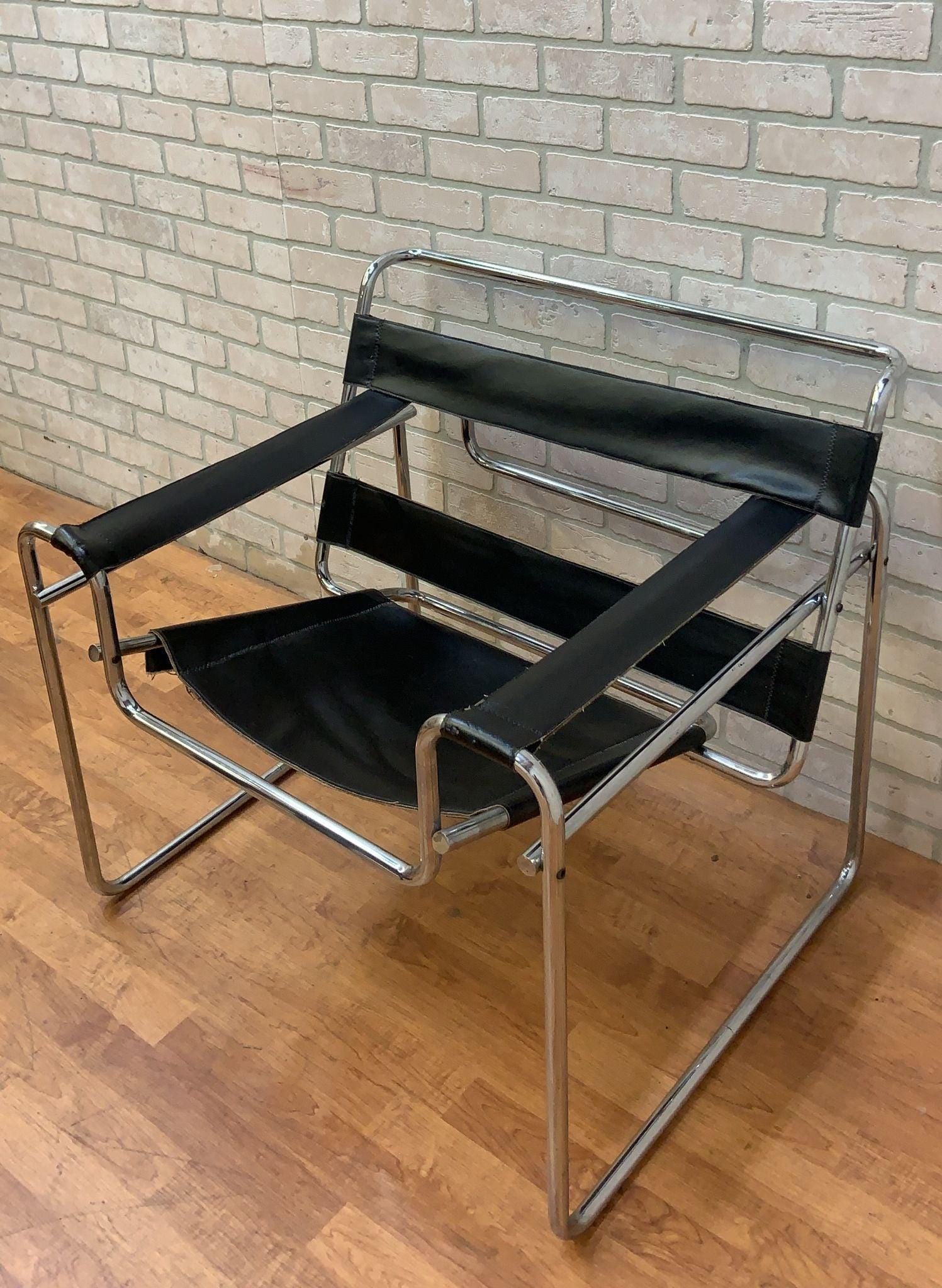 Mid Century Modern Wassily Armchair Attributed to Marcel Breuer - Pair - 4