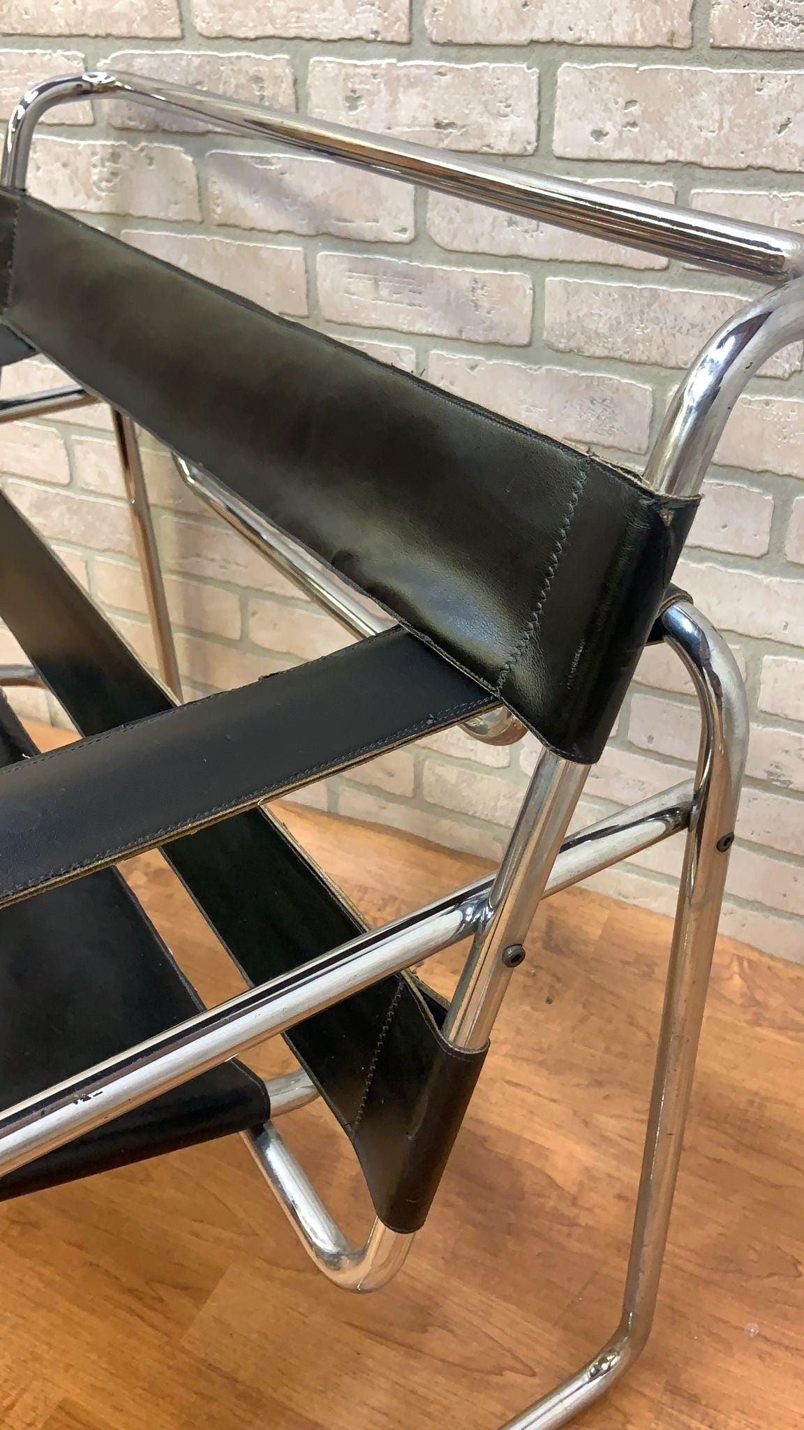 Mid Century Modern Wassily Armchair Attributed to Marcel Breuer - Pair - 9