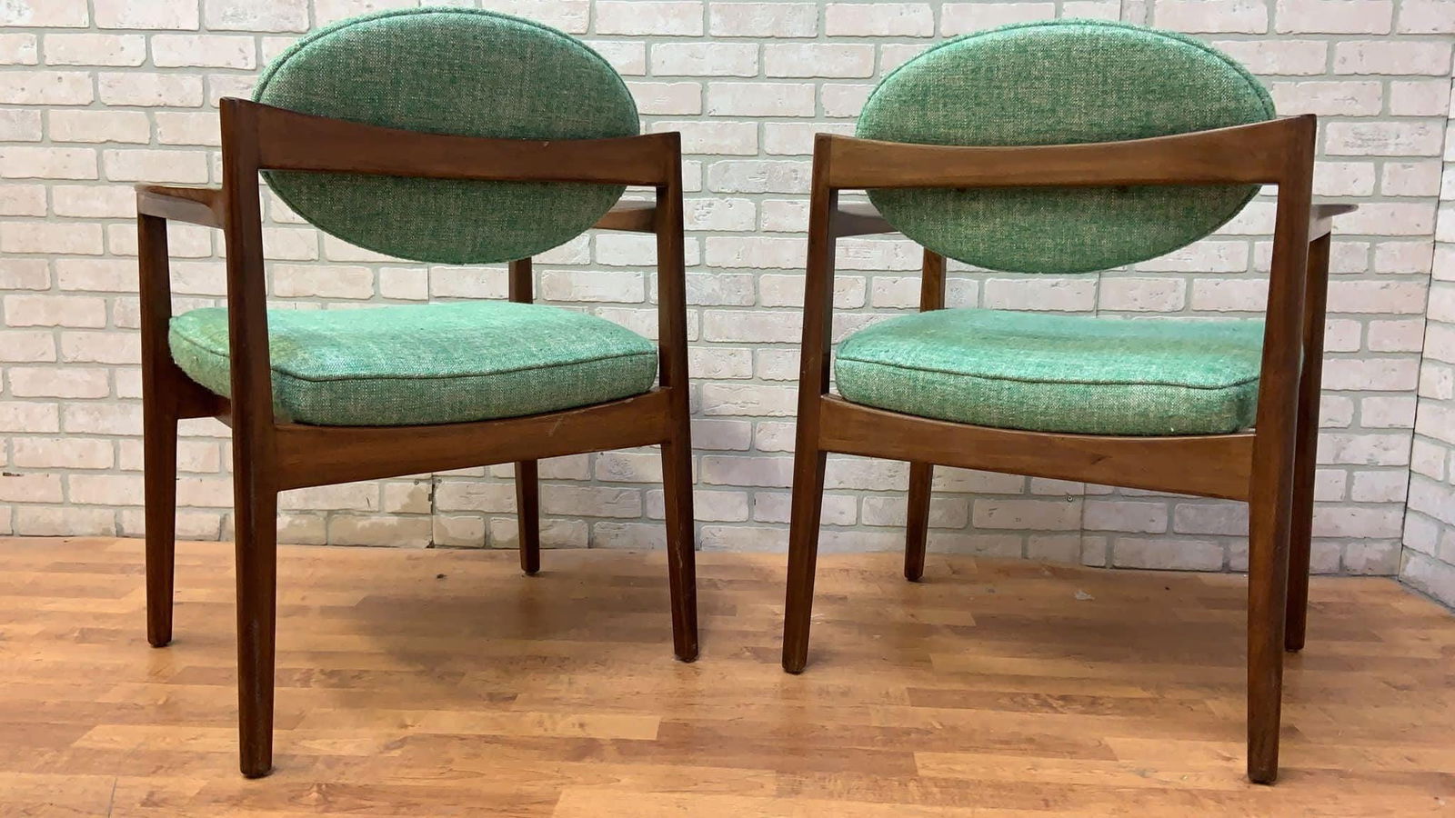 Mid Century Modern Oval Back Chairs by Jens Risom Newly Reupholstered - Pair - 2