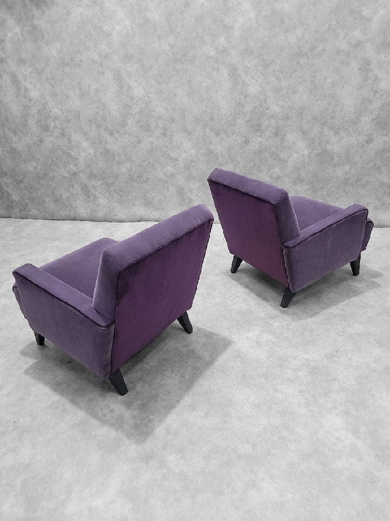 Mid Century Modern Jens Risom Split Single Arm Lounge Chairs- Set of 2 - 8