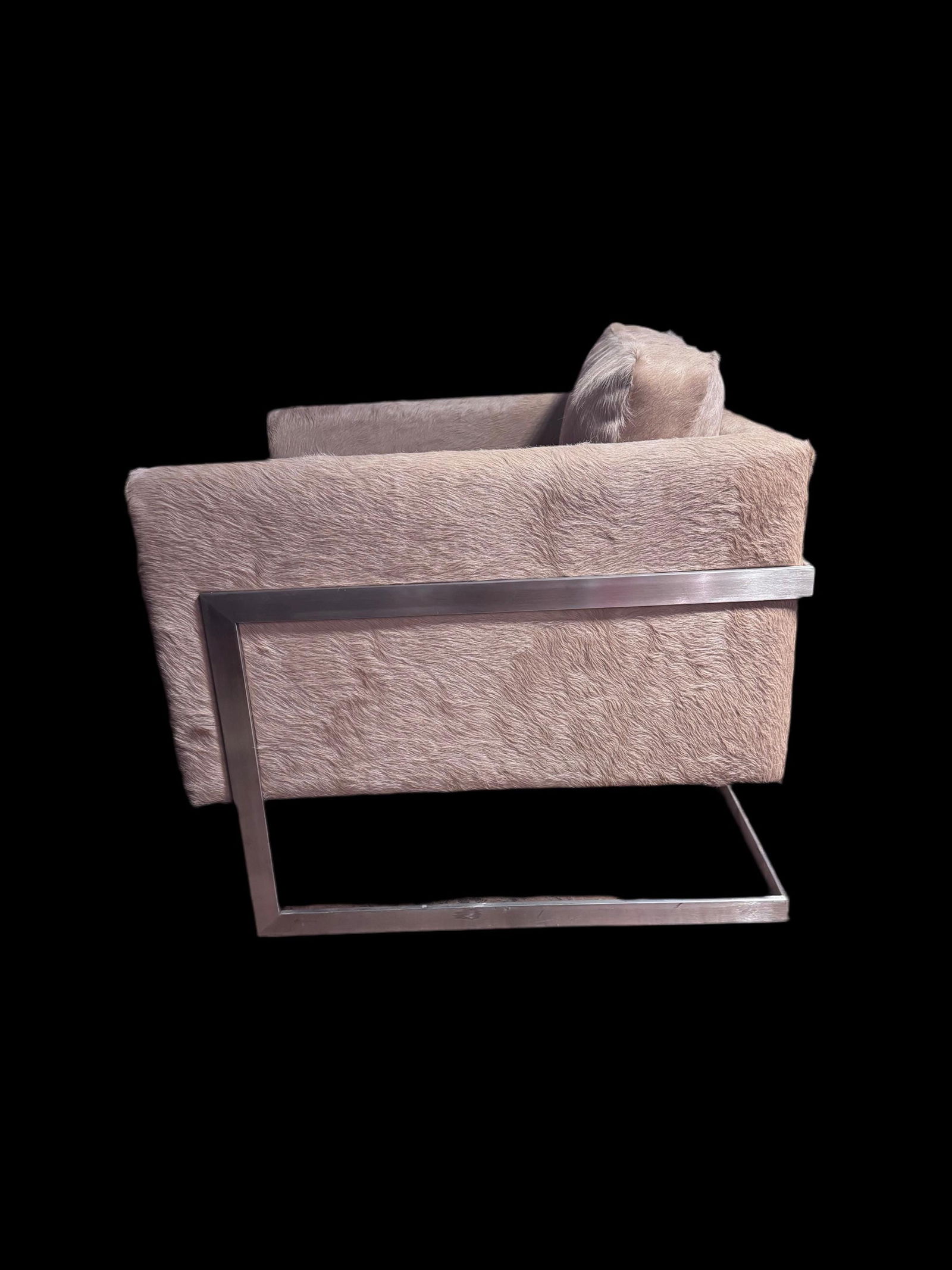 Mid Century Modern Milo Baughman T-Back Floating Cube Chair Newly Reupholstered in Cowhide - 3