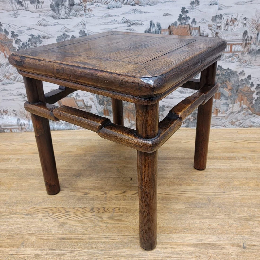 Antique Shanxi Province Geometric Frieze Elm Side Table - 2