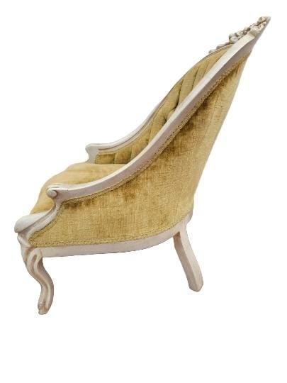 Antique Hollywood Regency Carved French Tufted Back Chairs for Reupholstery - Pair - 3