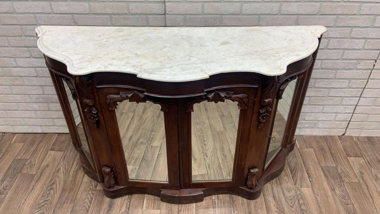 Antique American Empire Rosewood and Marble Top Sideboard Cabinet - 5