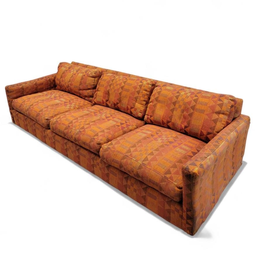 Mid Century Modern Milo Baughman Tuxedo Sofa & Cube Chair For Thayer Coggin - 2 Piece Set - 5