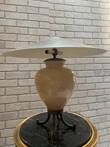 Vintage Karl Springer Style Ceramic Table Lamps With Metal Shades - Pair - 4