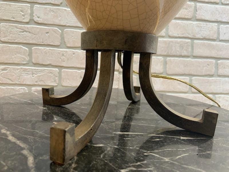 Vintage Karl Springer Style Ceramic Table Lamps With Metal Shades - Pair - 6