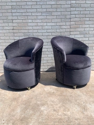Mid Century Modern Barrel Back Chairs - Pair - 2