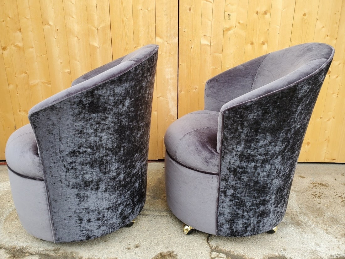 Mid Century Modern Barrel Back Chairs - Pair - 3