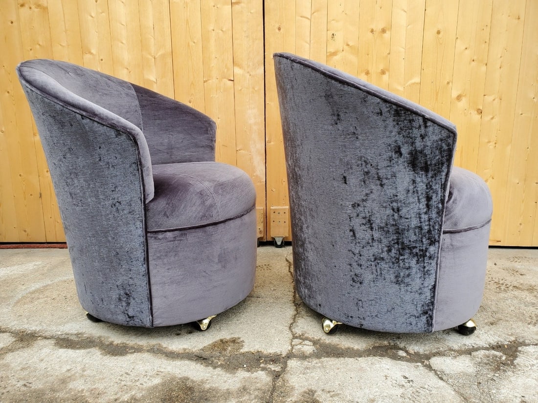 Mid Century Modern Barrel Back Chairs - Pair - 4