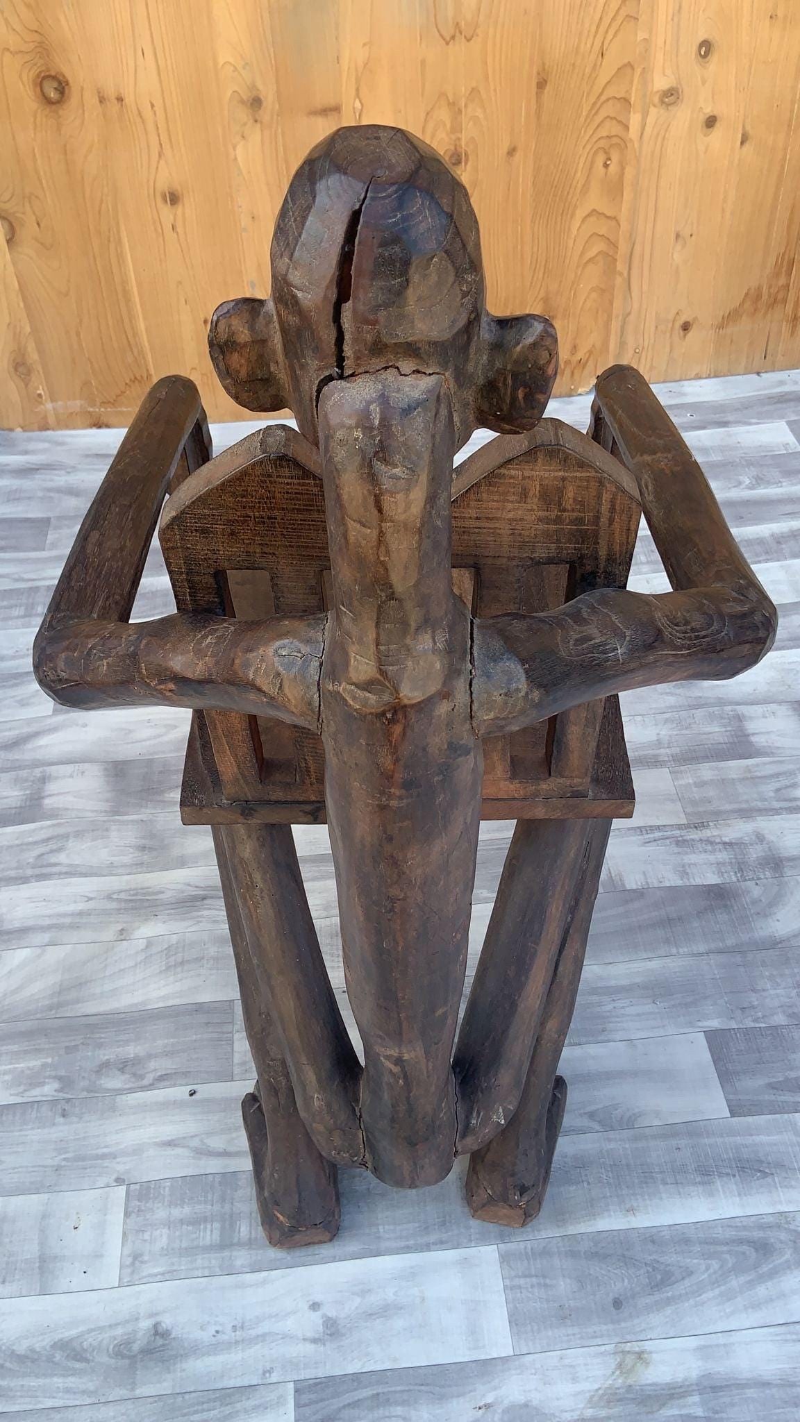 Antique African Figural Carved Armchairs - Set of 2 - 6