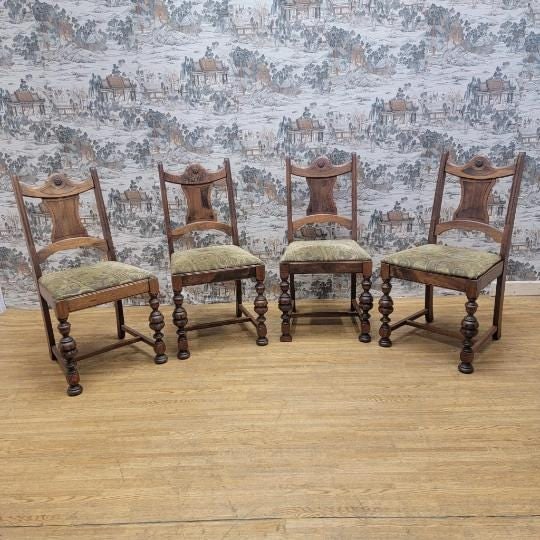 Vintage American Hardwood Dining Table and Chairs - Set of 5 - 5