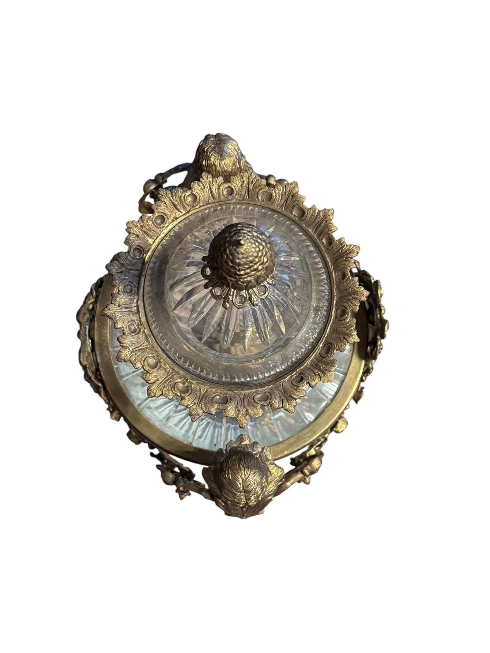 Antique French Gilt Bronze Diamond Cut Baccarat Crystal Urns Signed - Pair - 9