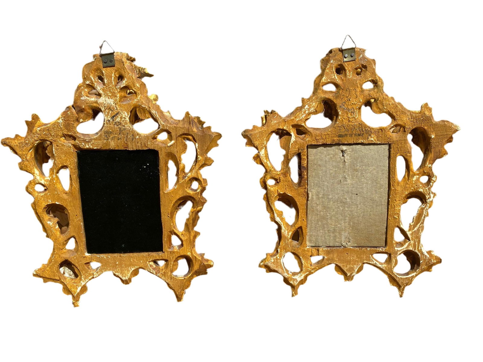 Antique Victorian Portrait Miniature – Hand-Painted Porcelain, Gilt Wood Frame (Set of 2) - 10