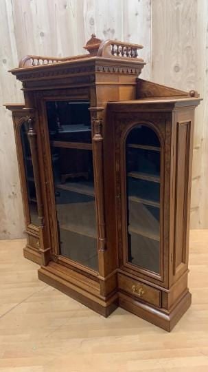 Antique Victorian Eastlake Walnut Bookcase Display Case - 5