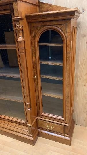 Antique Victorian Eastlake Walnut Bookcase Display Case - 7