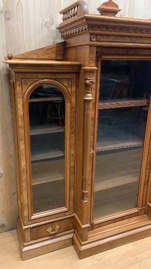 Antique Victorian Eastlake Walnut Bookcase Display Case - 8
