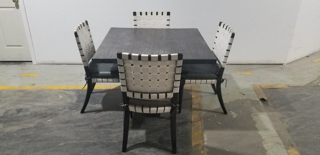 Mid Century Modern Vicente Wolf for Niedermaier Sculptural Dining Table and Chairs: Title: Mid Century Modern Vicente Wolf for Niedermaier Sculptural Dining Table and Chairs Description: Materials: fabric, leather, wood Rare Vintage Mid Century Modern Custom Vicente Wolf for Niederma